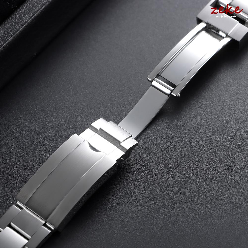 Luxury Curved Flat End Watch Strap 20mm 21mm 22mm Solid Stainless Steel Bracelet for Rolex for Oyster Metal Folidng Buckle Band