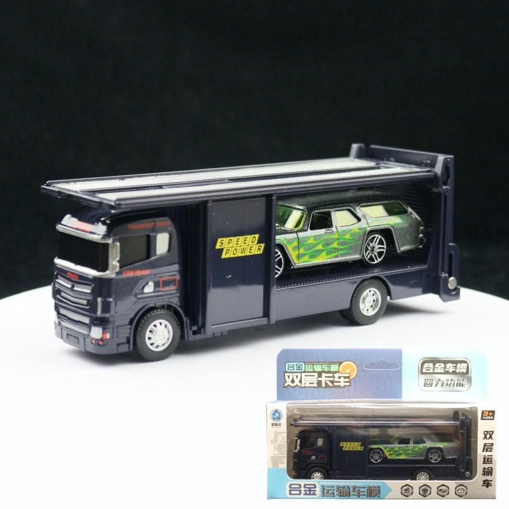 Alloy Simulation Trailer Double Decker Truck Tractor Model Toy Collection For