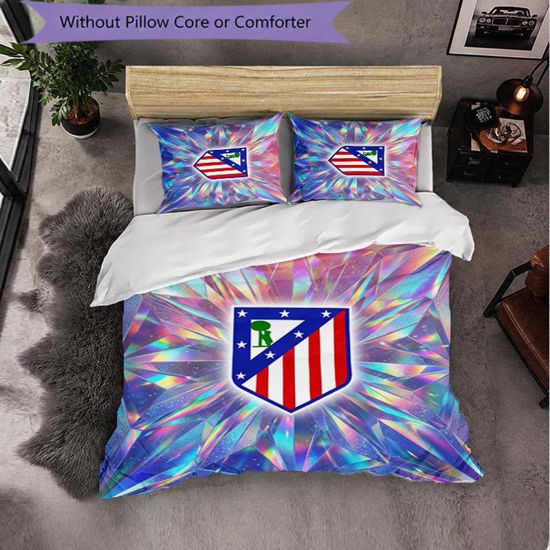 Set Lenzuola Atletico Madrid Modello 3 Pezzi Morbida Copripiumino in Microfibra con Federe per Camera da Letto