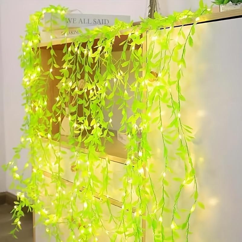 Artificial Willow Leaf LED String Lights, USB Powered Copper Wire Fairy Lights, Green Vine Garland for Indoor Outdoor Garden Patio Party Decoration