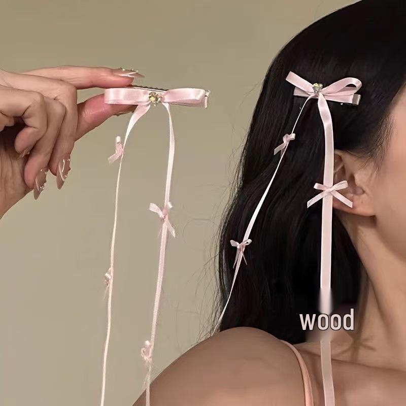 Fermaglio per Capelli con Nappa e Fiocco in Perline e Nastro Francese per Bambine – Doppia Pinza Intrecciata Stile Balletto