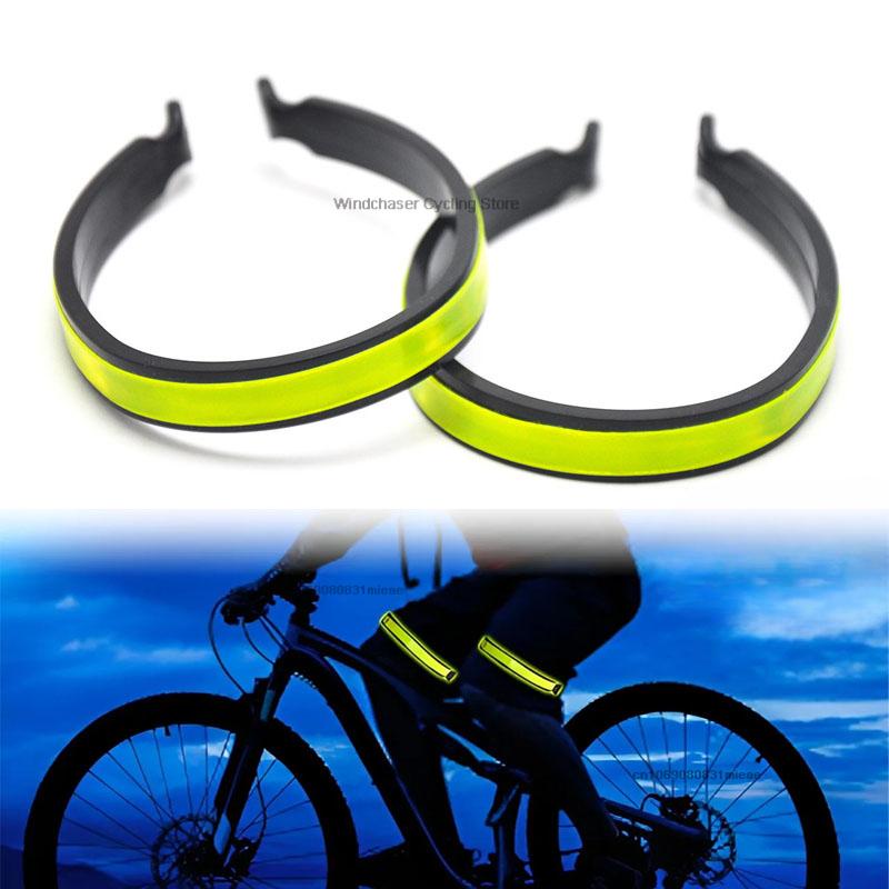 1pair ABS Reflective Trouser Clips Safety Strips Outdoor Cycling High Visibility Bicycle Pants Clip Cycling Equipment