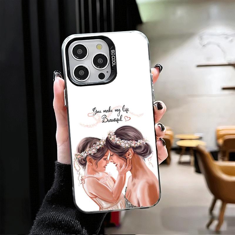 Mom Baby Girls Theme Soft Phone Case for iPhone 15 16 17 Pro Max 17Air 16E 14 Plus 13 12 Mini Shockproof Cover Back Shell