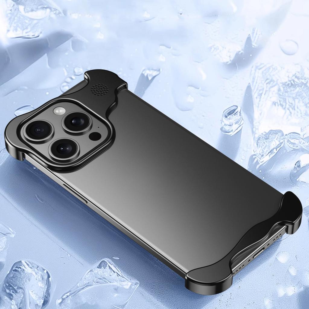 For iPhone 15 Pro Bumper Case Metal Aromatherapy Phone Cover Corner Protection