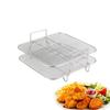 2-Layers Air Fryer Rack Stainless Steel Stackable Grid Grilling Rack Basket for 5-6.8QT Air Fryer Oven Steamer Cooking BBQ Tool