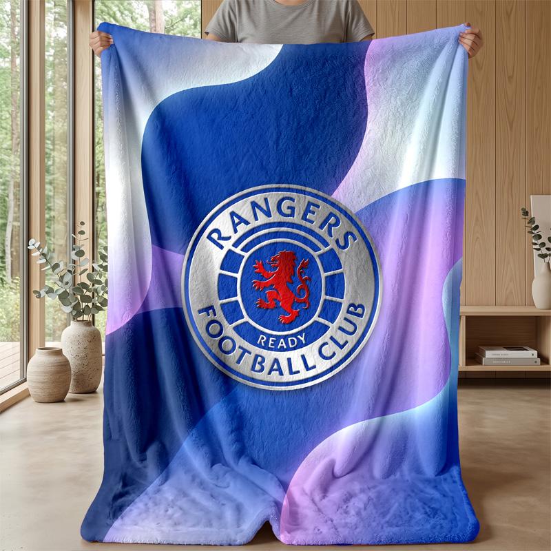 Rangers FC Weiche Flanell-Fleece-Decke Leicht Gemütlich Warm Überwurfdecke für Sofa Bett Heimdekoration