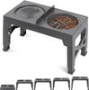 Adjustable Stainless Steel Pet Bowls Lovely Portable Dog Cat Feeders Replaceable Slower Feeder Float Water Bowl Elevated Stand