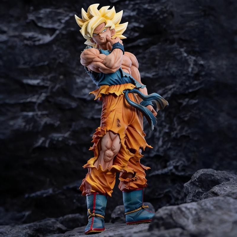 Dragon Ball GK 32cm Super Saiyan Goku Pinch Face Action Figure With Base Collectible Model Anime Statue Desktop Decor Gift Toy