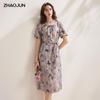 Zhaojun New Chinese Style Mulberry Silk Printed Short-Sleeve Dress