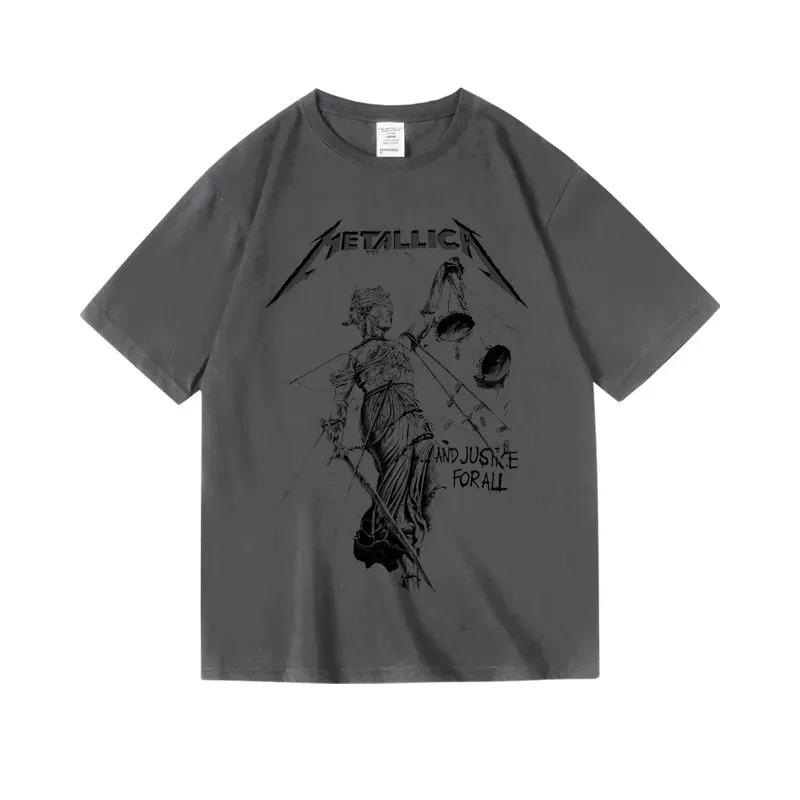

Футболка з принтом важкої групи Metallica Чоловіча Оверсайз Вуличний одяг Коротка рукава Важка бавовна Висока якість Вільна сорочка Бавовна Жіночий Чоловічий одяг 4XL синій