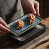 Japanese Retro Sushi Plate Rectangular Japanese Material Plate Dessert Plate Shooting Display Plate Ceramic Plate Creative Dish Plate