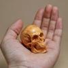 Natural Cypress Engrave Skull Decor Small Statue - Halloween Decoration Party Decoration Props Home Room, Car Bar Decoration