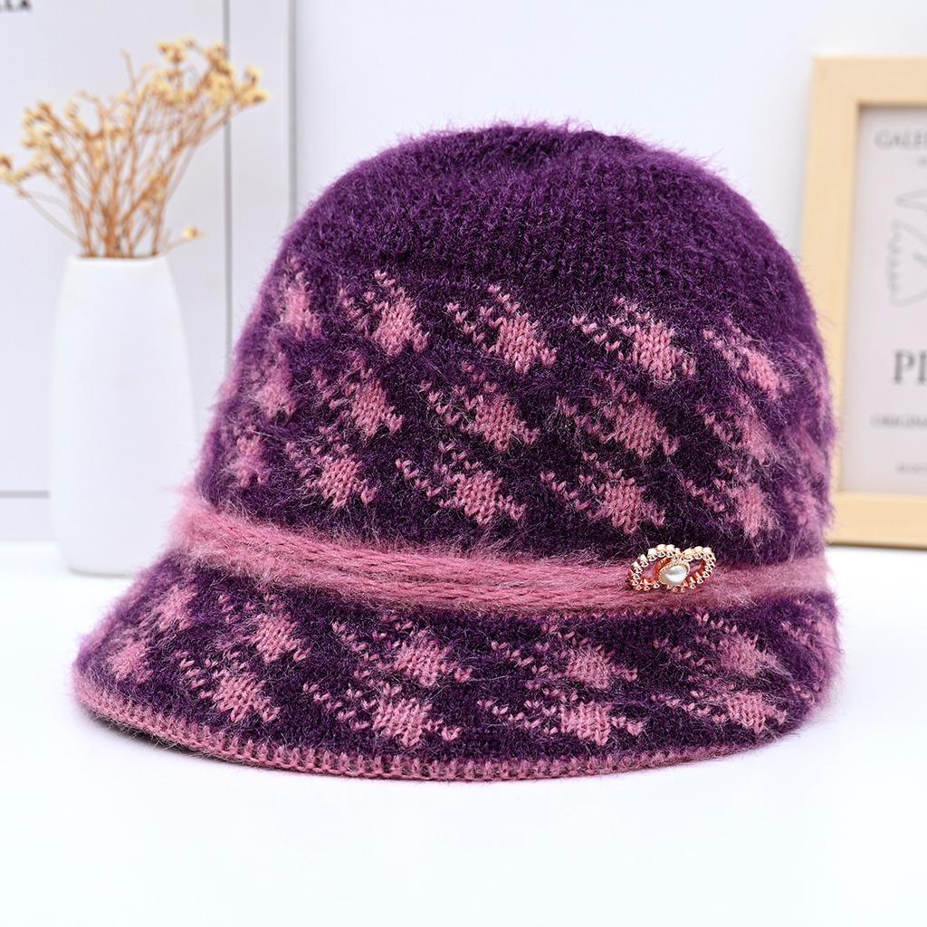 New Style Mom Hat for Women Winter Imitation Mink Fur Hat  Fashionable Leather Warm Hat  Middle Aged and Elderly Fur Tomb Cap Trend