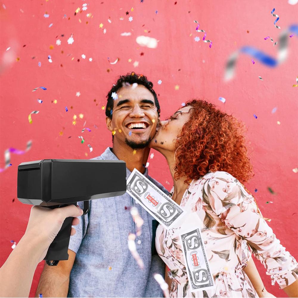 Pistola Spara Soldi Nera con 100 Pezzi di Scena per Matrimoni Compleanni Addio al Nubilato