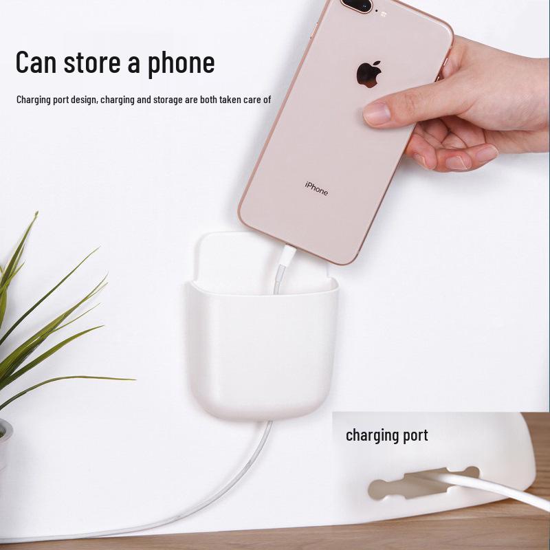 Wall-Mounted Remote Control and Phone Charging Storage Shelf - No-Drill Installation