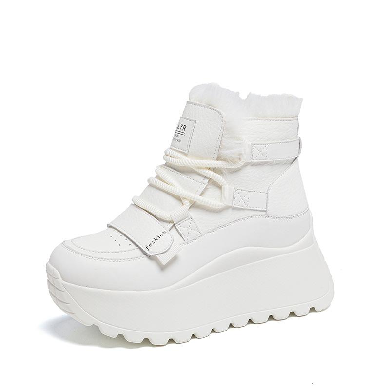 Thick-soled inner heightening women's shoes CM snow boots winter new velvet thickened warm non-slip white short boots
