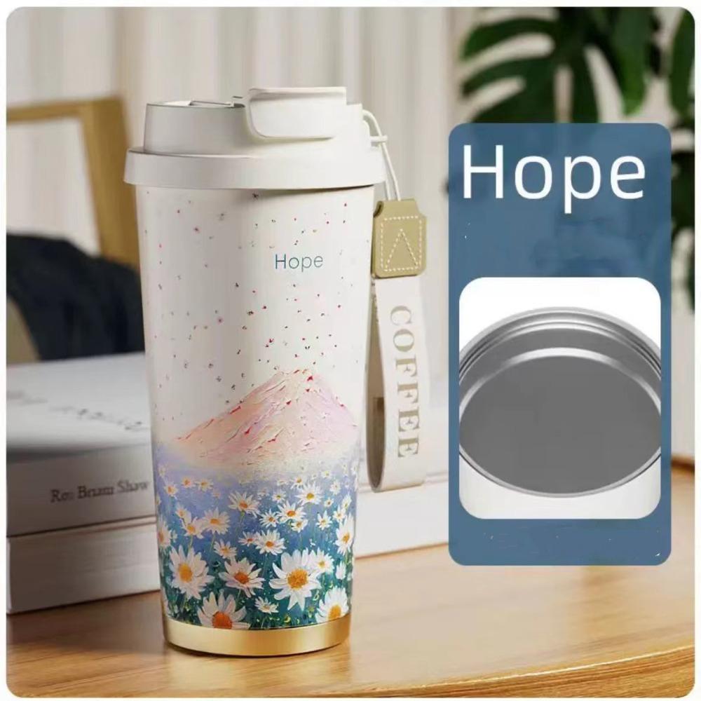 Stainless Steel Water Bottle Orchid Coffee Mug Portable Insulated Cup  Home Office