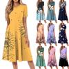 Dames Casual Bedrukte Ronde Hals Lange Jurk