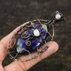Blue Labradorite, Moonstone Copper Wire Wrap Jewelry Pendant 3.78" p0u07