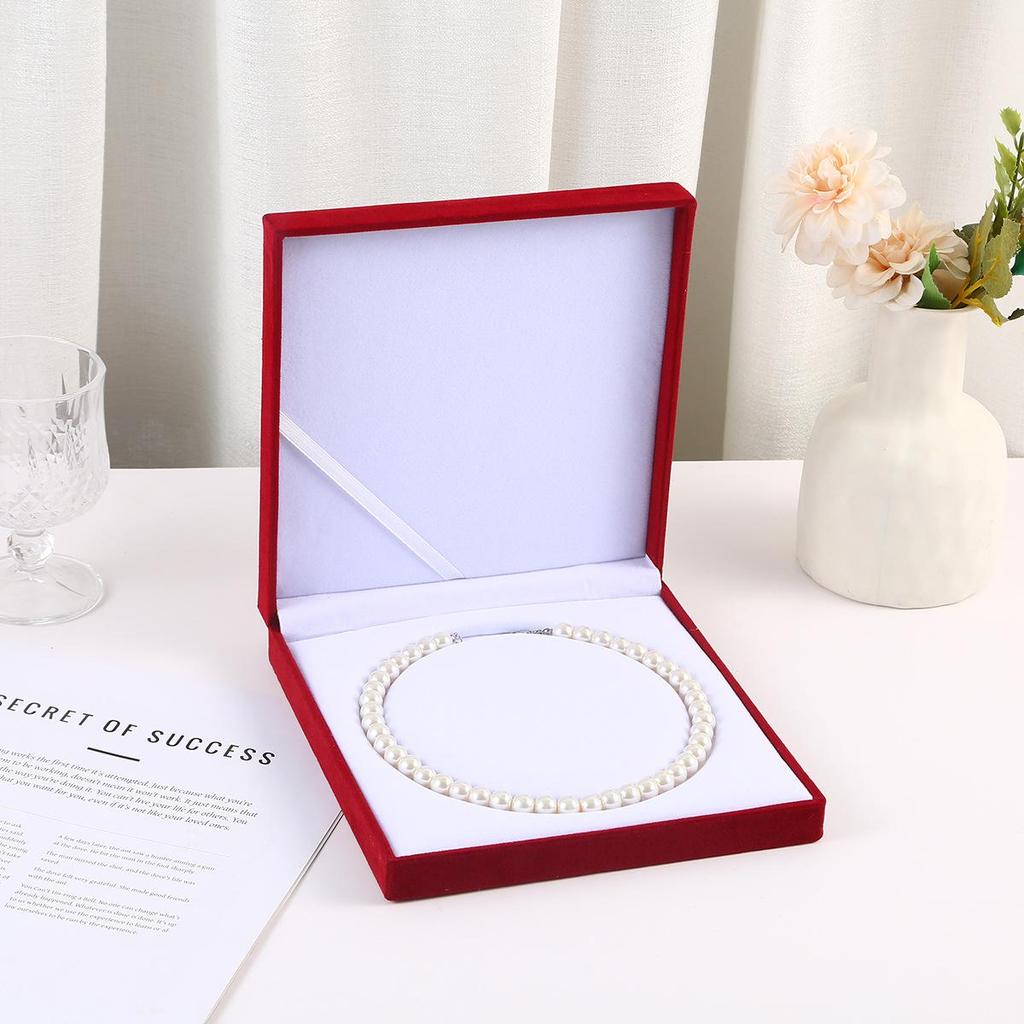 Flocking Jewelry Box Pearl Necklace Holder Pendant Gift for Mother's Day