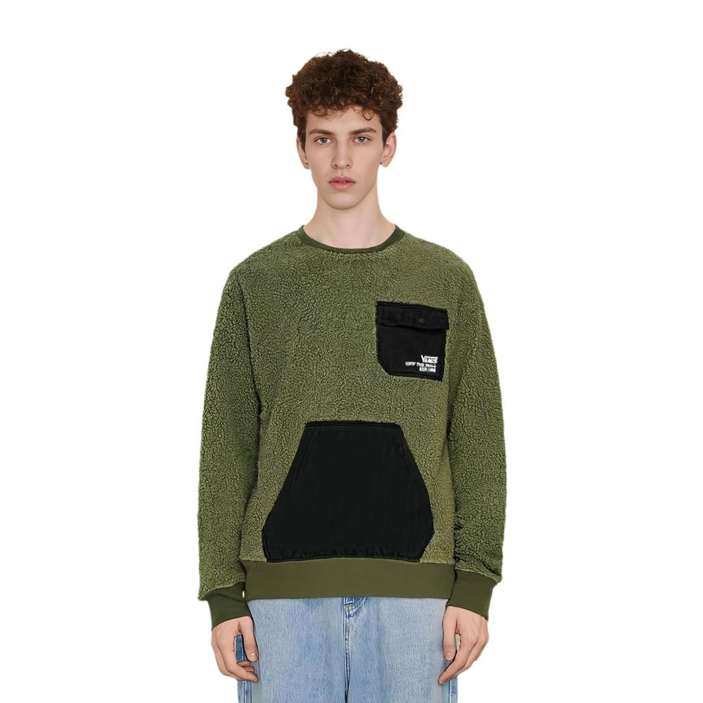 Vans Letter Splicing Crewneck Sweatshirt Men sweatshirts Gray VN0A5H7MKCZ