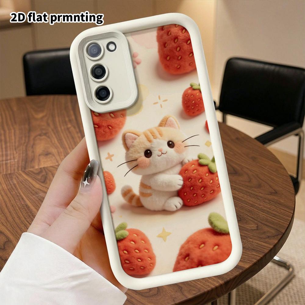 Phone case: 2D flat, suitable for Samsung Galaxy A34 A35 M05 M06 S20 S22 S21 FE Plus 5G protective case, felt little kitten, perfect Christmas and Hal
