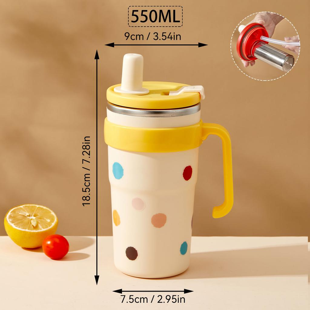 Portable Large Capacity Insulated Water Cup With Straw&Tea Strainer 304 Stainless Steel Leak-proof Water Bottle Drinkwa