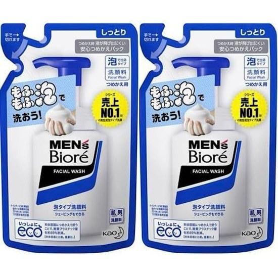 Mens Biore Foaming Facial Cleanser Foam Type Refill 130ml Set 2 Blue Package