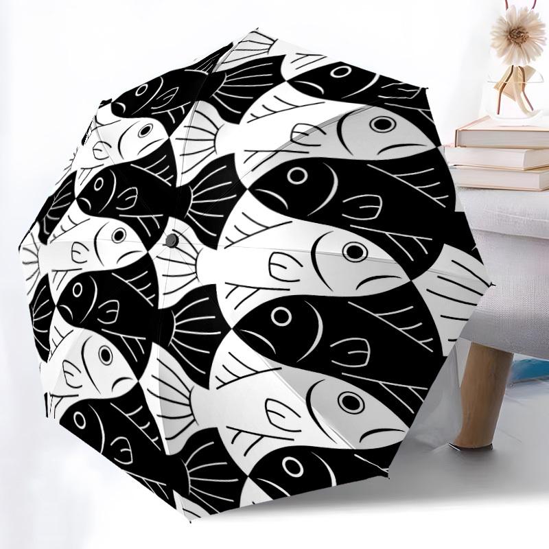 1pc Fish School Automatic Open/Close Umbrella Compact Folding Umbrella, All-Season Portable Umbrella for Women/Men F1124347