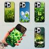 Lucky Art Four Leaf Clover Phone Case For iPhone 16,15,14,17,13,12,11,Mini,Pro,SE,XS,MAX,Black Matte Silicone Cover