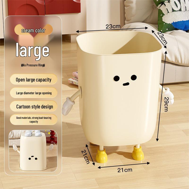 Cute Cartoon Trash Can with Paper Holder - Large Capacity for Home, Dorm, or Bedroom Use