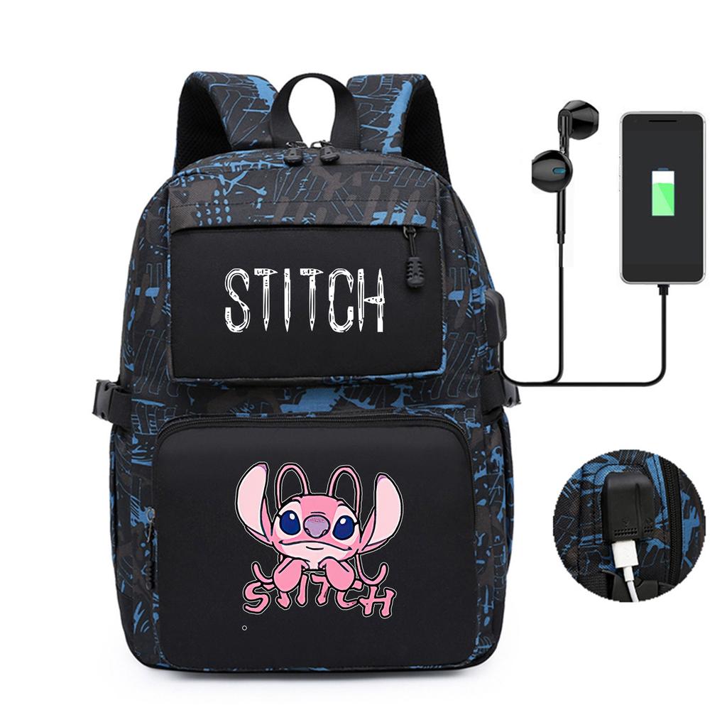 Peripheral Printed Backpack, Large-Capacity Student Schoolbag Usb Computer Bag For Men And Women