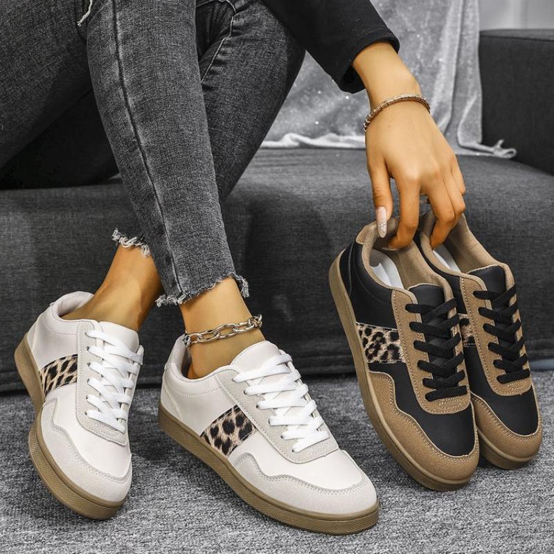 Fashion Women's Flats Sneakers 2025 New Fashion Leopard Print Casual Shoes Outdoor Walking Shoes Sneakers Comfortable Women Sneakers