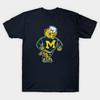 Men Black Print T-shirt Vintage Wolverine Mascot Walking No-Cut Transfer Paper Print Cotton Tshirt