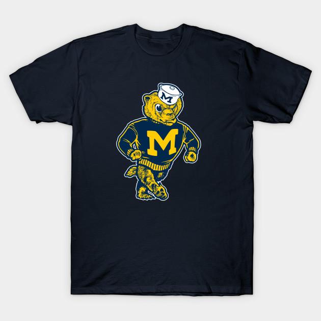 

Men Black Print T-shirt Vintage Wolverine Mascot Walking No-Cut Transfer Paper Print Cotton Tshirt 4XL Темно-синій