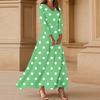 Damen Polka Dot Maxikleid mit langen Ärmeln, Elegantes V-Ausschnitt Fließendes A-Linien Freizeitpartykleid für Frühling Sommer