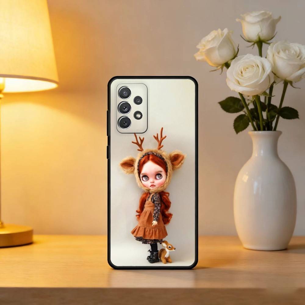 Fashion Doll Blythe Phone Case For Samsung Galaxy A73,A72,A71,A70,A53,A52,A51,Soft Silicone Black Cover