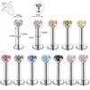 ZS 6-13 STK/LOT 16G Rustfritt Stål Leppe Labret Piercingsett Krystall Monroe Leppepiercing Øre Tragus Helix Bruskpiercing 6/8/10mm