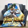 1pc Attack on Titan Blanket with Custom Name, Gift, for Men and Women, Soft Blanket, Good for Sofa Bed Couch Travel, Lightweight Flannel Blanket