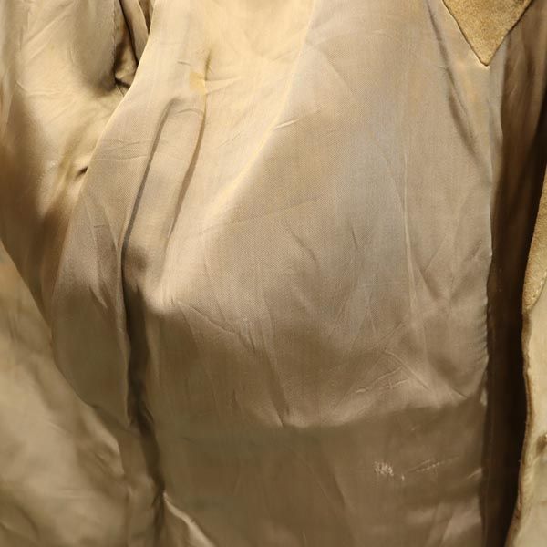 Vintage 60s 70s Long Sleeve Leather Tailored Jacket Beige Women Used