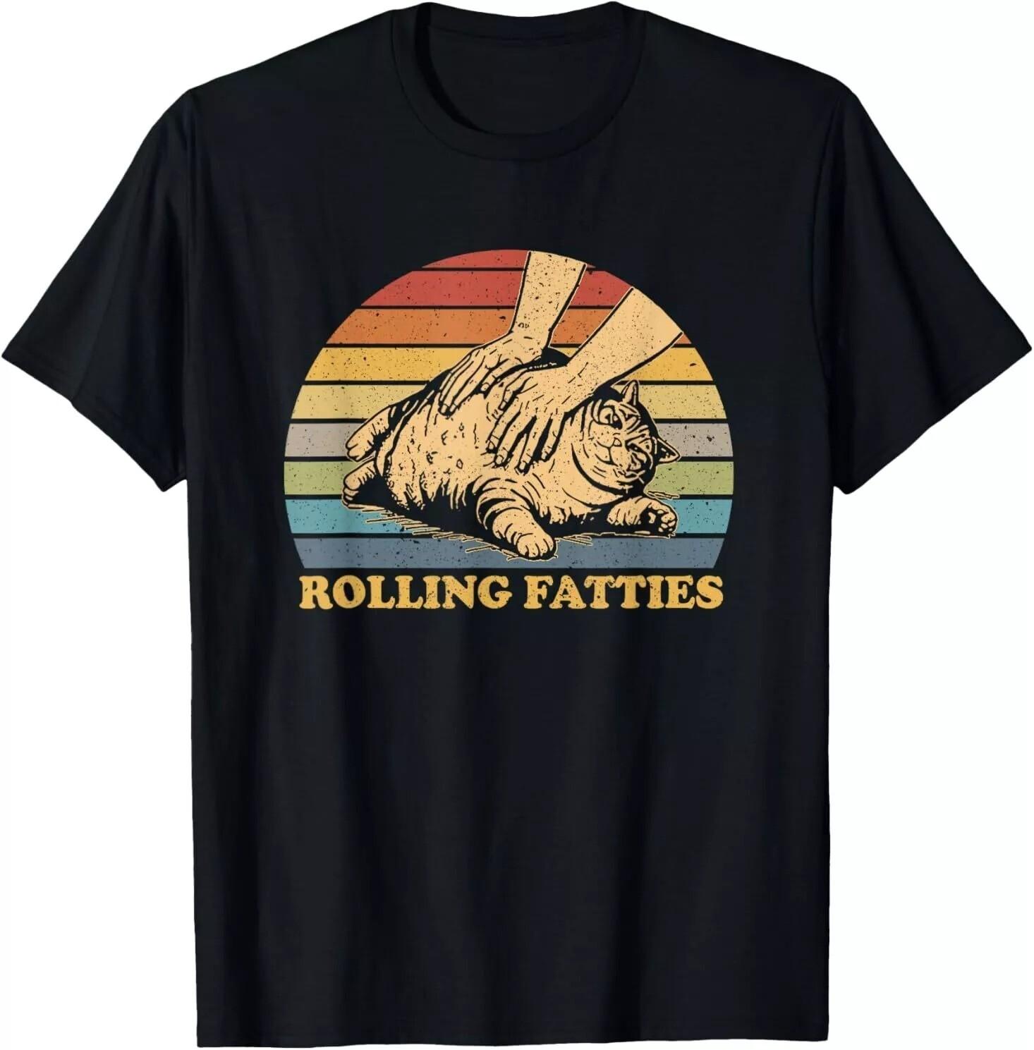 Cat Rolling Fatties Funny T-Shirt S разноцветный