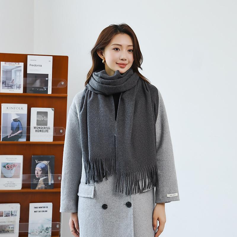 Cashmere Scarf Shawl High End New Wool Scarf Women's Winter Thickened Solid Color Scarf for Men