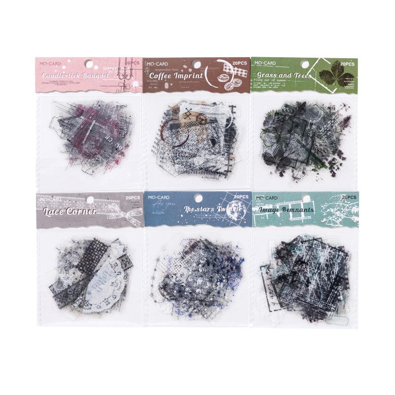 MomoPET Retro Journal Sticker Pack - Hazy Traces Series, DIY 20 Sheets, 6 Styles