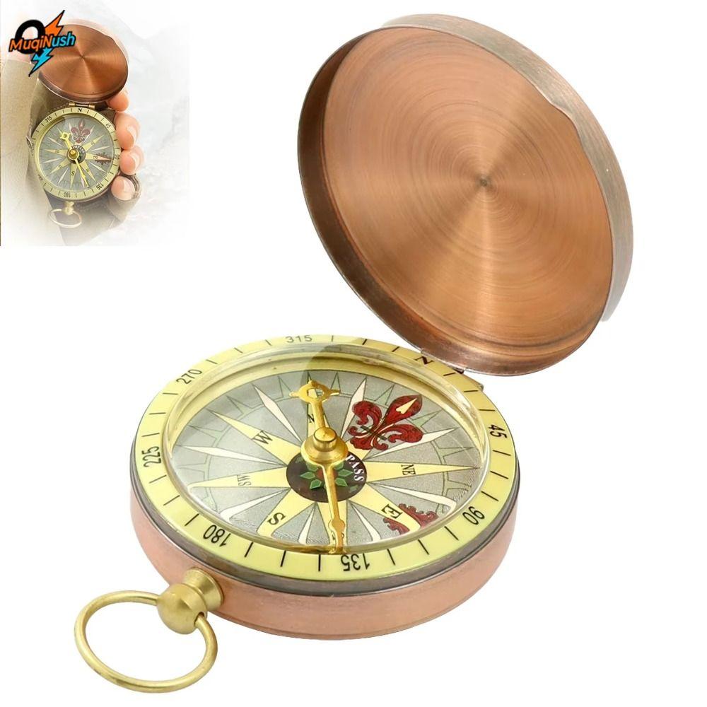 Gold Color Outdoor Compass Copper Camping Compass Portable Pocket Compass  Outdoor Activities