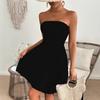 Spot Women's Clothing European and American Summer New Tube Top Holiday Style Solid Color Dress Women