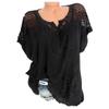 Blouse Baggy Casual Batwing T-Shirt V-neck Lace Hollow Short Sleeve