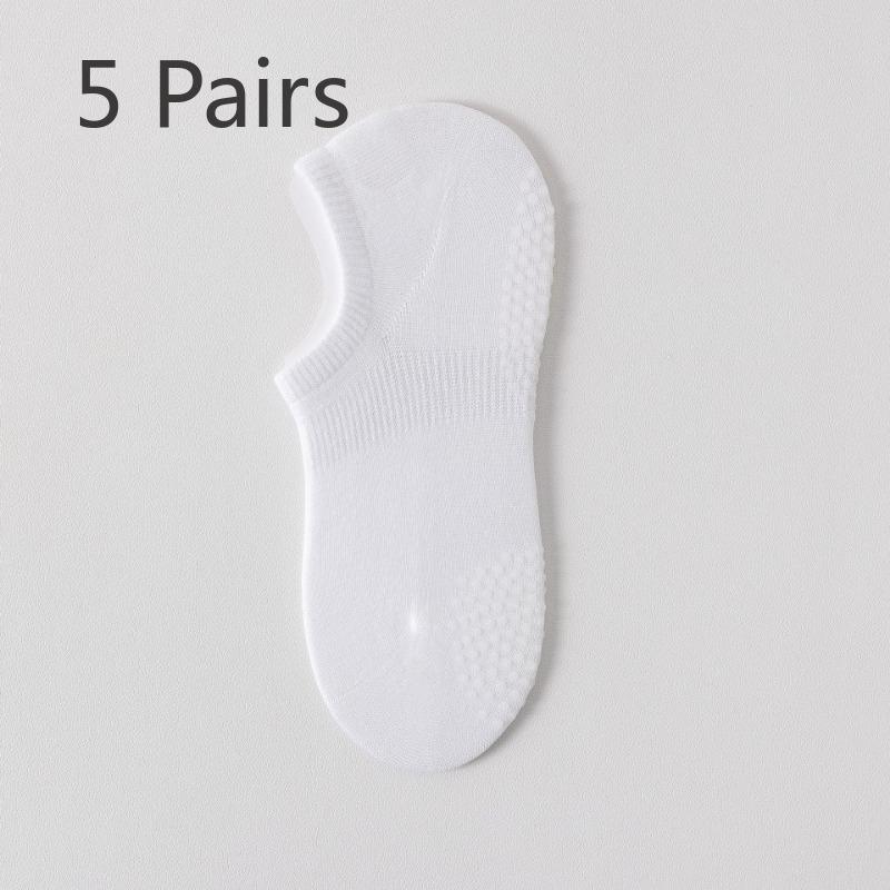 

5 пар женских носков-лодочек из бамбукового волокна, тонкие, впитывающие пот, дышащие, резиновые носки с острыми краями, нескользящие, невидимые носки без костей 5 pairs белый