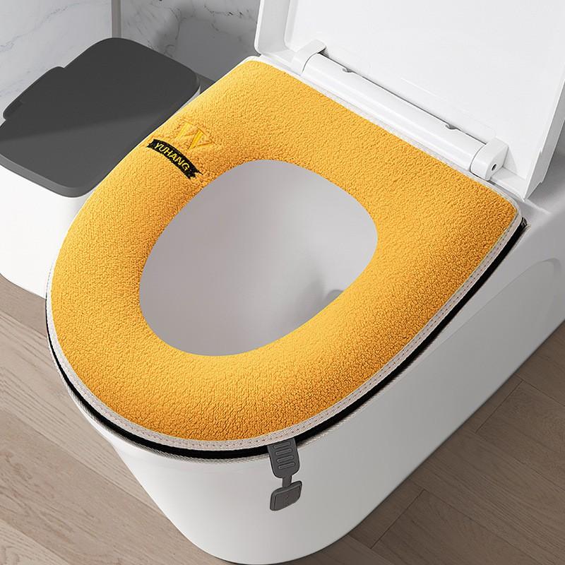 Washable Waterproof Toilet Seat Cover With Zipper Thick Winter Cushion Home Use All Season
