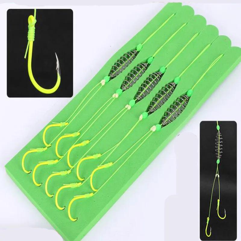 5 Pairs/Lot Double Barbed Hooks Carbon Steel Fishing Hook with PE Line Anti-winding Bighead Carp Anti-tangle Explosion Hooks