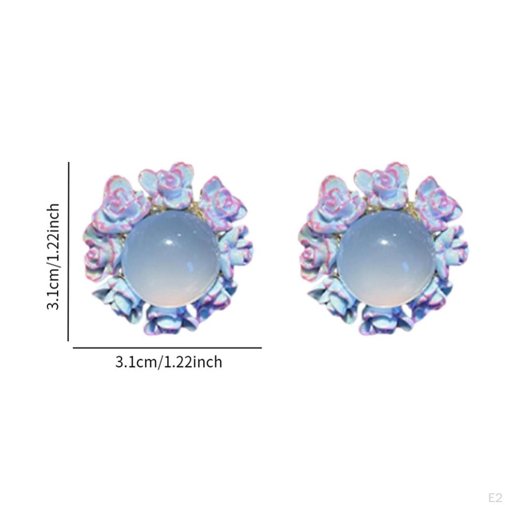 Flower Earrings Jewelry Aesthetic Trendy Elegant Luxury Dangle Drop for Women Ladies